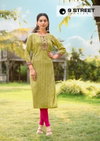 Aaradhya By 9 Street Hand Work Rayon Weaving Designer Kurtis Wholesale Price In Surat